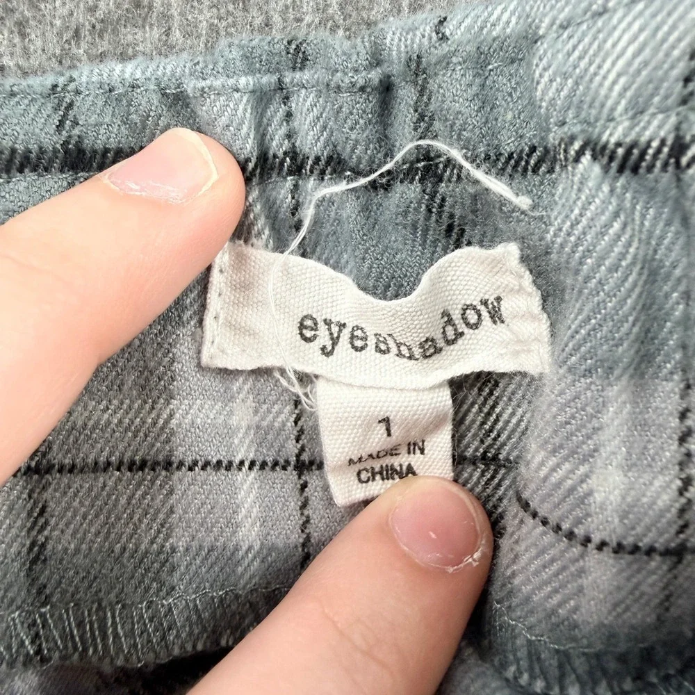 Eyeshadow Gray Plaid Mini Skirt with Front Slits Size 7 Women's Casual Preppy - Picture 3 of 8